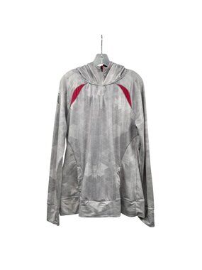 SOLFIRE Womens 1/4 Zip Active Pullover Hooded Gray/Pink Size Large Pocket